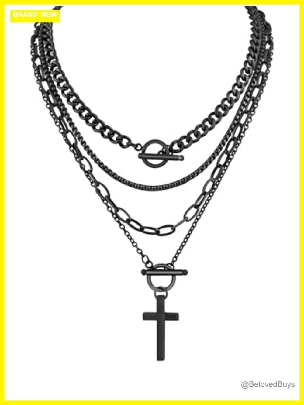 Sacina Stainless Steel Layered Cross Choker Necklace Gothic Punk Emo